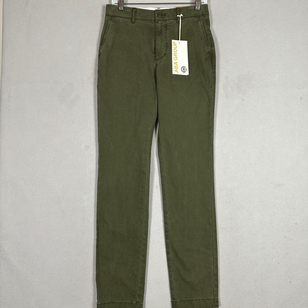 NEW Free Assembly Pants Mens 29X34 Slim Fit Olive Green Stretch Chino Flat Front